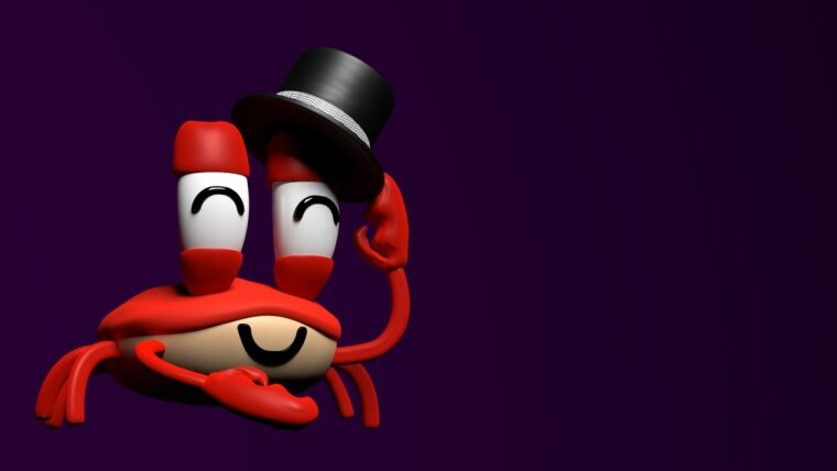 Smiling crab with top hat